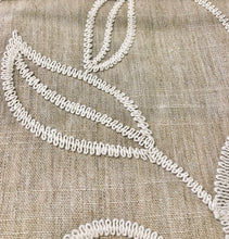 Load image into Gallery viewer, Embroidered Botanical Leaves Drapery Fabric Beige Cream Brown Green / RMIL13
