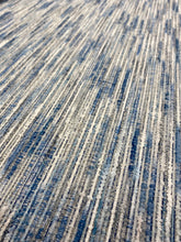 Load image into Gallery viewer, Designer Blue Grey Cream Textured Stripe Water &amp; Stain Resistant Chenille Upholstery Fabric STA 3313