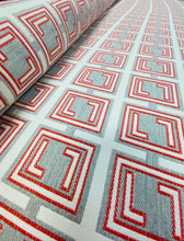 Load image into Gallery viewer, Water &amp; Stain Resistant Grey Red Cream Coral Indoor Outdoor Geometric Upholstery Drapery Fabric STA 3312