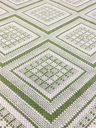 1.5 Yard of Designer Water & Stain Resistant Green White Diamond Upholstery Fabric WHS 3130