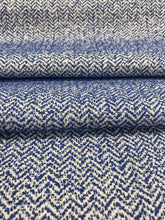 Load image into Gallery viewer, 1.8 Yard Designer MCM Mid Century Modern Navy Blue Grey Herringbone Upholstery Fabric WHS 3093
