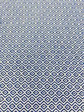 Load image into Gallery viewer, 1.9 Yd Designer Navy Blue White Geometric Diamond Water &amp; Stain Resistant Upholstery Fabric WHS 3260
