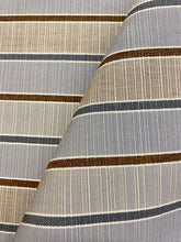 Load image into Gallery viewer, Indoor Outdoor Water &amp; Stain Resistant Brown Beige Gray Stripe Nautical Upholstery Drapery Fabric WHS 3876