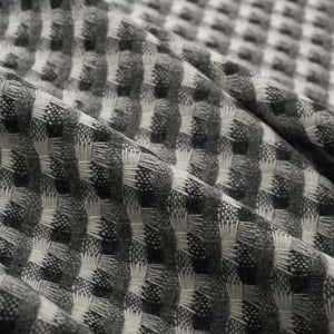 Designer Charcoal Grey Black Cream Check Plaid Wool Blend MCM Mid Century Modern Upholstery Fabric FB