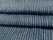 Load image into Gallery viewer, Mark Alexander Droplet Indigo Navy Blue White Abstract Hand Printed Linen Upholstery Drapery Fabric