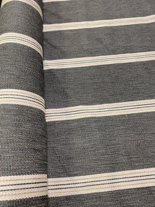 Designer Grey Beige Woven Nautical Stripe Upholstery Fabric STA 3246