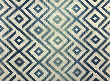 Load image into Gallery viewer, Brunschwig &amp; Fils Paloma Woven Marine Water Resistant Indoor Outdoor Geometric Aqua Blue Ivory Upholstery Fabric STA549