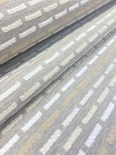 Load image into Gallery viewer, 1.8 Yard Designer Beige Taupe White Geometric Chenille Upholstery Fabric WHS 3702