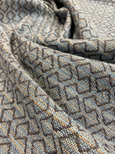 Load image into Gallery viewer, Sunbrella Sir Arthur Navy Blue Grey Geometric Reversible Indoor Outdoor Water &amp; Stain Resistant Upholstery Fabric WHS 3468