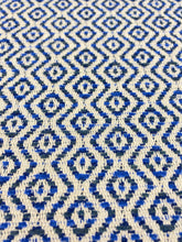 Load image into Gallery viewer, 1.9 Yd Designer Navy Blue White Geometric Diamond Water &amp; Stain Resistant Upholstery Fabric WHS 3260