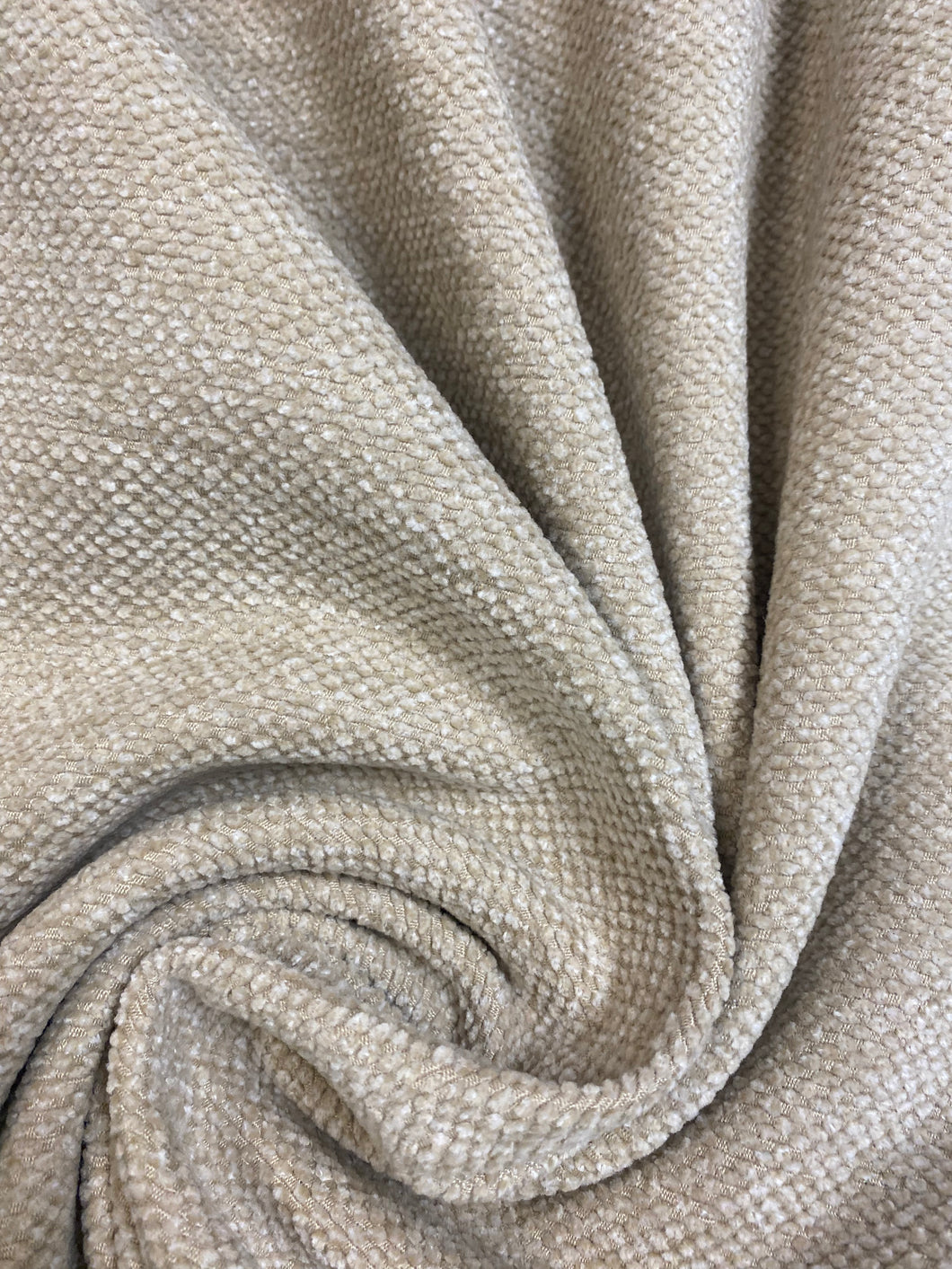 Designer Water & Stain Resistant Beige Wheat Nubby MCM Mid Century Modern Chenille Upholstery Fabric WHS 4136