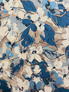 Designer Cream Teal Blue Taupe Floral Upholstery Fabric WHS 4230