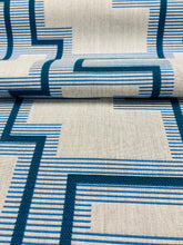 Load image into Gallery viewer, 2.5 Yard Sunbrella Resonate Atlantis Blue Teal Grey Geometric Water &amp; Stain Resistant Indoor Outdoor Upholstery Drapery Fabric WHS 3347