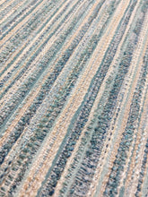Load image into Gallery viewer, Designer Woven Teal Aqua Beige Cream Stripe Upholstery Fabric WHS 4188