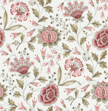 Load image into Gallery viewer, Coral Sage Green Cream Mauve Floral Botanical Upholstery Drapery Fabric FB
