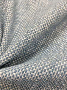 1.75 Yard of Designer InsideOut French Blue White Water & Stain Resistant Tweed MCM Mid Century Modern Upholstery Fabric WHS 4122