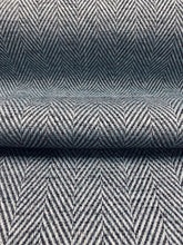 Load image into Gallery viewer, Designer Blue Charcoal Black Herringbone MCM Mid Century Modern Upholstery Drapery Fabric WHS 3294