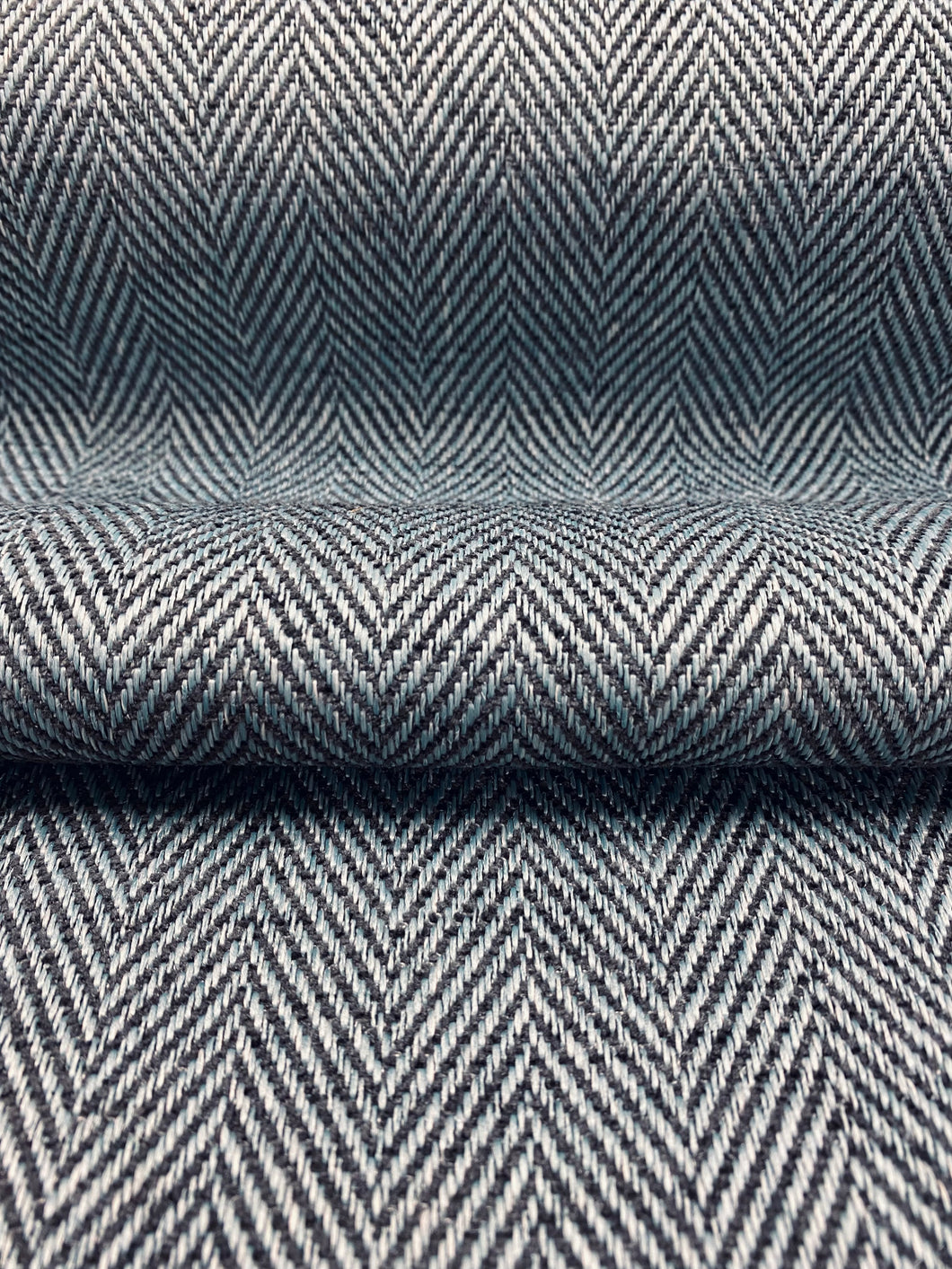 Charcoal Grey Blue Herringbone Mcm Uph Fabric Fabric Bistro Columbia Sc 9961