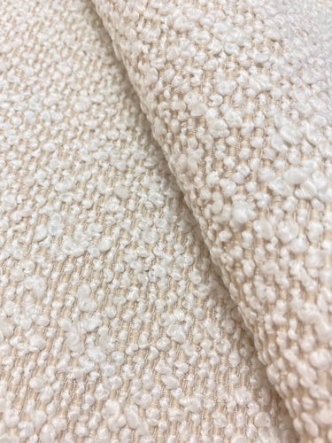 Designer Water & Stain Resistant Beige Cream Boucle MCM Upholstery Fabric WHS 3665