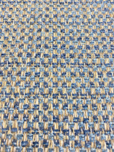 Load image into Gallery viewer, Designer White French Blue Taupe Tweed MCM Mid Century Modern Upholstery Fabric WHS 3295