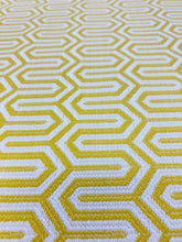 Load image into Gallery viewer, Designer Yellow White Geometric Water &amp; Stain Resistant Upholstery Fabric STA 3144