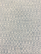 Load image into Gallery viewer, 1.3 Yard of Designer Aqua Blue White Herringbone Tweed MCM Mid Century Modern Upholstery Fabric WHS 4006