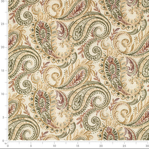 Heavy Duty Olive Green Burgundy Mustard Paisley Upholstery Drapery Fabric CF