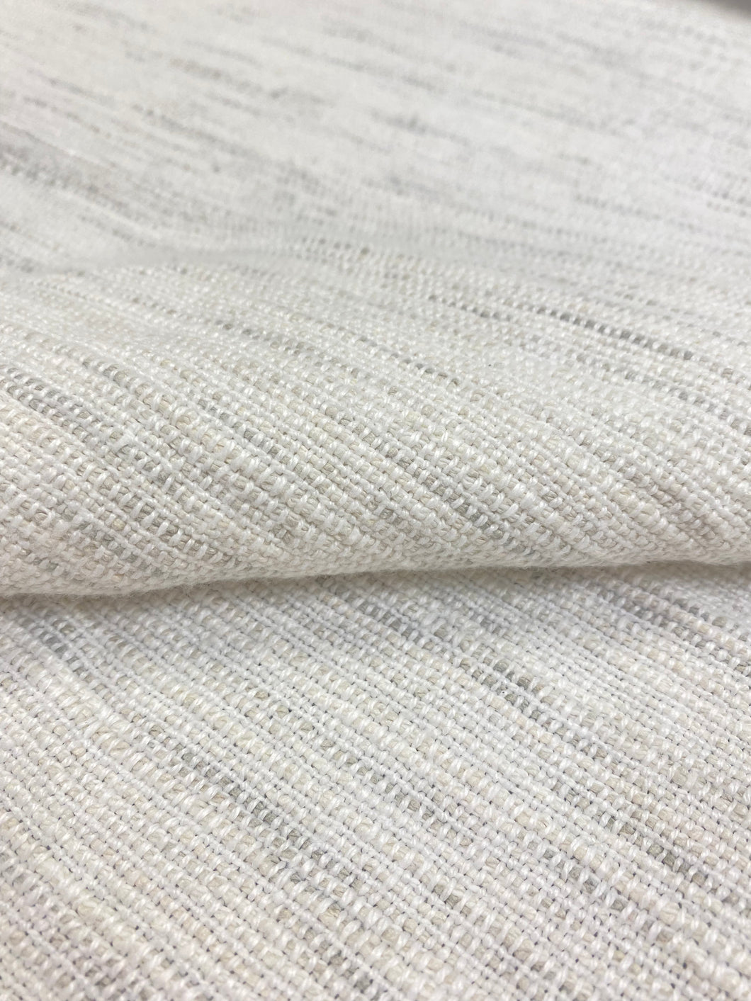 Designer Woven Linen Off White Grey Taupe Upholstery Fabric WHS 3111
