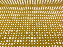 Load image into Gallery viewer, Water Stain Resistant Linen Blend Marigold Mustard Gold Cross Stitch Geometric Upholstery Drapery Fabric