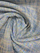 Load image into Gallery viewer, Designer Royal Blue Beige MCM Mid Century Modern Woven Tweed Upholstery Fabric WHS 3101