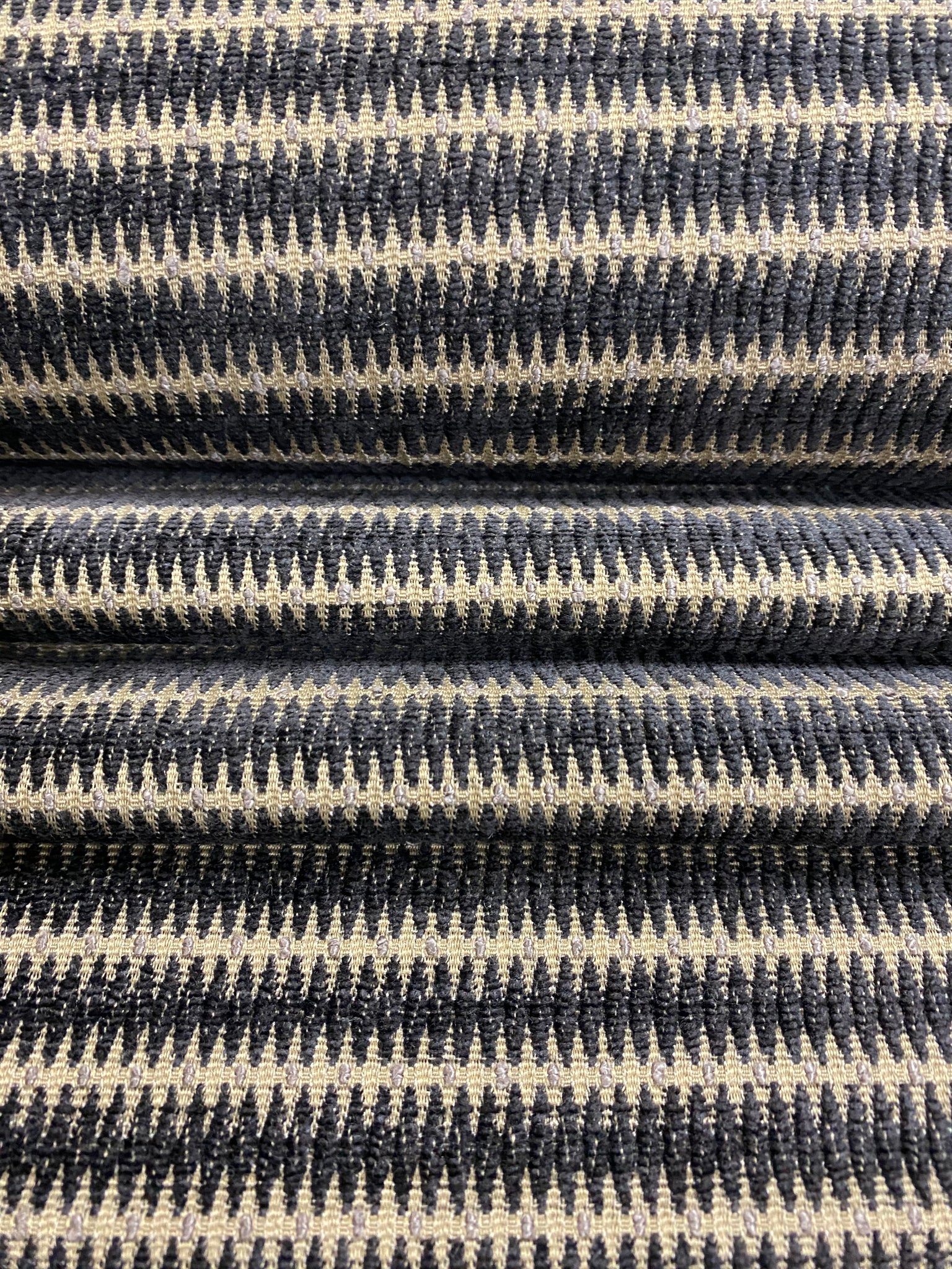 1 1/3 Yard Designer Water & Stain Resistant outlet Black Beige Geometric Stripe Chenille Upholstery Fabric WHS418