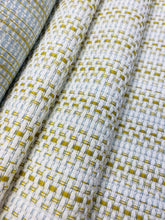 Load image into Gallery viewer, 1.5 Yard of Pierre Frey F3263004 Moorea Chartreuse Green White Indoor Outdoor Woven Stripe Tweed Upholstery Fabric WHS 3841