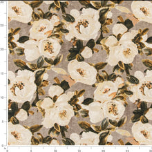 Load image into Gallery viewer, Stain Resistant Beige Taupe Mustard Black Brown Floral Upholstery Drapery Fabric CF