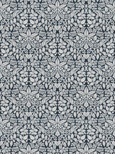 Load image into Gallery viewer, White Indigo Blue Cotton Floral Botanical Upholstery Drapery Fabric FB