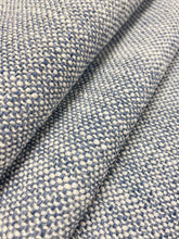 Load image into Gallery viewer, Designer Heavy Duty Indoor Outdoor MCM Mid Century Modern Navy Denim Blue Cream Tweed Water &amp; Stain Resistant Upholstery Fabric WHS