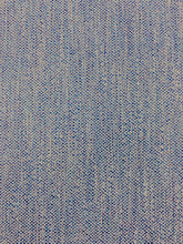 Load image into Gallery viewer, Designer Water &amp; Stain Resistant Navy Blue Aqua White MCM Mid Century Modern Tweed Upholstery Fabric WHS 3649