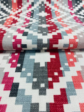 Load image into Gallery viewer, 1.25 Yd Romo Takana Red Tulip Pink Coral Grey Cream Geometric  Upholstery &amp; Drapery Fabric WHS 3048 gold