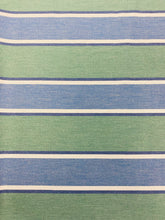 Load image into Gallery viewer, Designer Water &amp; Stain Resistant Seafoam Blue Green Cream Nautical Stripe Upholstery Drapery Fabric STA 3378