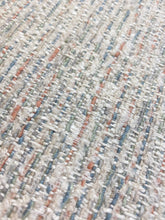 Load image into Gallery viewer, Designer Heavy Duty Water &amp; Stain Resistant Cream Coral Blue Linen Blend Tweed Upholstery Fabric WHS 4231