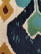 Load image into Gallery viewer, Kasbah Red Teal Blue Mustard Upholstery Ikat Chenille Fabric / Jewel