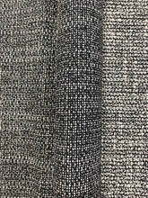 Load image into Gallery viewer, Designer Water &amp; Stain Resistant Black Ivory Chunky MCM Mid Century Modern Reversible Tweed Upholstery Fabric WHS 3414
