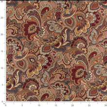 Load image into Gallery viewer, Heavy Duty Red Coral Olive Green Grey Paisley Upholstery Drapery Fabric CF