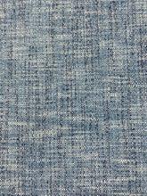 Load image into Gallery viewer, Designer Navy Blue White MCM Mid Century Modern Linen Viscose Tweed Water &amp; Stain Resistant Upholstery Fabric WHS 4054