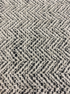 Designer Charcoal Grey MCM Mid Century Modern Herringbone Chenille Upholstery Fabric STA 3289
