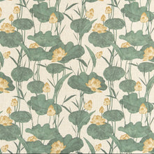 Load image into Gallery viewer, Stain Resistant Beige Cream Green Lotus Floral Upholstery Drapery Fabric CF