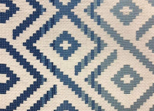 Load image into Gallery viewer, Brunschwig &amp; Fils Paloma Woven Marine Water Resistant Indoor Outdoor Geometric Aqua Blue Ivory Upholstery Fabric STA549