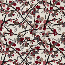 Load image into Gallery viewer, Cream Burgundy Red Grey Black Floral Botanical Upholstery Drapery Fabric CF