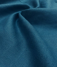 Load image into Gallery viewer, Teal Blue Peacock Pure Belgian Linen Upholstery Drapery Fabric WHS 3265