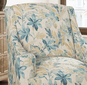 Stain Resistant Beige Teal Green Floral Upholstery Drapery Fabric CF