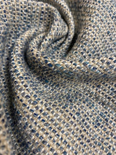 Load image into Gallery viewer, Designer Water &amp; Stain Resistant MCM Mid Century Modern Tweed Teal Blue Taupe Linen Flax Woven Upholstery Fabric STA 3934